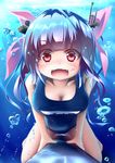  blue_hair breasts highres i-19_(kantai_collection) kantai_collection large_breasts long_hair one-piece_swimsuit red_eyes riding school_swimsuit swimsuit torpedo tsubasa_(abchipika) twintails underwater 