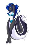  alpha_channel anthro arms_behind_head bikini blue_hair breasts cleavage closed clothed clothing eyewear female fur glasses grey_fur grey_hair hair havok hindpaw invalid_tag long_hair mammal navel nekonny paws pose skunk solo standing swimsuit thighs white_fur 