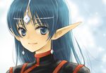  artist_request blue_eyes blue_hair face lafiel pointy_ears portrait seikai_no_senki smile 