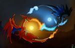  3_toes black_dragon blue_eyes blue_fire charizard claws fire horn male mega_charizard mega_charizard_x mega_charizard_y mega_evolution nintendo outside pok&#233;ball pok&#233;mon pok&eacute;ball pok&eacute;mon red_eyes sky unknown_artist video_games wings 