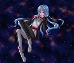  blue_hair lafiel long_hair pointy_ears seikai_no_senki solo space 