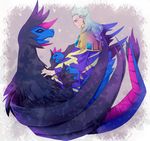  dragon geechisu_(pokemon) gen_5_pokemon green_hair hydreigon kurisu_mkdan multiple_heads pokemon pokemon_(creature) pokemon_(game) pokemon_bw red_eyes robe 