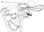  :&lt; ahoge facial_hair fearless_night fernandez_(fearless_night) greyscale hat instrument living_weapon maracas midriff monochrome mustache navel off_shoulder poco_muerte poncho scythe sketch sombrero spike_wible tumblr twintails 