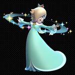  3d absurdres aqua_dress aqua_eyes blonde_hair crown dress earrings hair_over_one_eye highres jewelry mario_(series) official_art outstretched_arms pendant rosetta_(mario) smile solo sparkle spread_arms super_mario_3d_world super_mario_bros. 