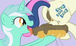  arrkhal bonbon_(mlp) clitoris cutie_mark drooling duo eating_shit equine f&#230;ces f&aelig;ces feces female feral friendship_is_magic happy horn horse hot_dog_bun lyra_(mlp) lyra_heartstrings_(mlp) mammal my_little_pony orange_eyes pony pooping pussy saliva sandwich scat scat_eating shit_eating shitting tongue tongue_out unicorn vulvar_winking 