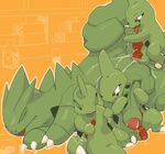  anal anal_penetration argon_vile balls cum erection eyes_closed gay green_penis group group_sex larvitar male nintendo nude open_mouth orgy penetration penis plain_background pok&#233;mon pok&eacute;mon red_eyes sex size_difference small_dom_big_sub tongue tongue_out tyranitar video_games yellow_background young 