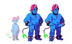  age_progression alternate_form blue_skin chest_hair cyclops earrings flaccid hands_on_hips horn jewelry lowres male_focus navel nipples one-eyed penis pink_hair pointy_ears roman_(succubus_game) smile solo standing succubus_game tail testicles yellow_sclera 