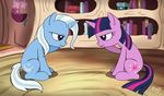  blue_hair book bookshelf cutie_mark equine female feral flower friendship_is_magic hair horn horse library mammal multi-colored_hair my_little_pony pony ponykillerx purple_hair rock_paper_scissors trixie_(mlp) twilight_sparkle_(mlp) unicorn white_hair 