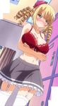  blonde_hair blush bra breasts drill_hair large_breasts ore_no_nounai_sentakushi_ga_gakuen_love-comedy_wo_senryoku_de_jama_shiteru reikadou_ayame skirt underwear 