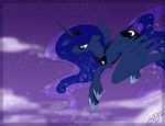  blue_eyes blue_hair cloud crown cutie_mark equine famosity female feral flying friendship_is_magic hair horn horse mammal moon my_little_pony necklace night outside pony princess_luna_(mlp) solo sparkles stars winged_unicorn wings 