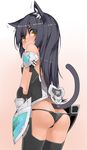  animal_ears ass black_hair black_legwear black_panties blush cat_ears crazy_kitten highres kochiya_(gothope) long_hair looking_at_viewer looking_back panties phantasy_star phantasy_star_online_2 solo tail thighhighs underwear yellow_eyes 