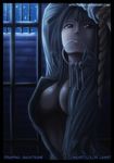  artist_name barred_window bars black_hair bound bound_arms breasts brown_eyes cleavage colorized deviantart_username high_collar in_cell jumpsuit key large_breasts law67 lineart long_hair mouth_hold nico_robin night no_bra one_piece open_clothes prison prisoner rope sagatsune snow solo third-party_edit third-party_watermark unzipped upper_body watermark web_address 