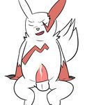  balls claws cum dripping eyes_closed legs_open male nintendo open_mouth penis pok&#233;mon pok&eacute;mon sitting solo spread_legs spreading tapering_penis video_games zangoose 