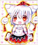  animal_ears bad_id bad_pixiv_id chibi chocolat_(momoiro_piano) hat inubashiri_momiji red_eyes scan shikishi short_hair solo tail tokin_hat touhou wolf_ears wolf_tail 