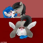  black_hair blankhooves blue_hair blush butt cutie_mark duo equine female feral friendship_is_magic hair hooves horse horse_tail lesbian mammal my_little_pony octavia_(mlp) open_mouth pony pussy red_eyes sex tongue tongue_out vinyl_scratch_(mlp) 