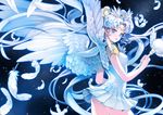  bishoujo_senshi_sailor_moon blue_eyes chkuyomi dress feathers long_hair sailor_cosmos staff white_hair wings 