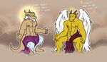  angel angel_dragon angel_wings angelic anthro balls beard bgn biceps dragon erection facial_hair feathered feathered_wings feathers hair halo heaven holy horn humor loincloth male muscles nipples nude pecs penis presenting pubes robe scales scalie smile smirk topless unimpressed white_hair wings 