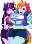  anthrofied big_breasts breast_expansion breasts breasts_expansion cleavage clothed clothing duo equine female friendship_is_magic hair horn invalid_tag magic mammal mane multi-colored_hair my_little_pony navel open_mouth pegasus purple_eyes rainbow_dash_(mlp) rainbow_hair rainbow_tail red_eyes shirt shorts skirt surprise tank_top twilight_sparkle_(mlp) unicorn vest wings 