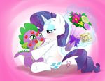  &lt;3 blue_eyes blush couple curled_tail cutie_mark dragon duo english_text equine fangs female feral flower friendship_is_magic glowing green_eyes hair horn horse kissing levitation lipstick love magic male mammal my_little_pony pia-sama pony purple_hair rarity_(mlp) spade_tail sparkles spike_(mlp) text unicorn 
