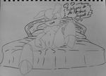  anthro bed bodalack bodalack_(artist) breasts bunnie_rabbot cyborg dialog english_text female fur hair lagomorph looking_at_viewer lying mammal nipples nude on_back open_mouth pillow plain_background pussy sega smile solo sonic_(series) spread_legs spreading text tongue video_games 