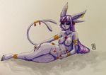  anthro anthrofied arm_band bracelet breasts ear_piercing eeveelution espeon female hair jewelry nintendo piercing pok&#233;mon pok&eacute;mon purple_hair pussy ring screwella solo video_games wide_hips 