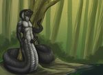  black_penis erection forest genital_slit hood male naga nude outside penis reptile scalie slit snake solo tapering_penis tojo_the_thief tree water 