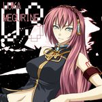  blue_eyes headphones ihara_natsume long_hair megurine_luka navel pink_hair solo vocaloid 