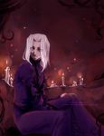  artist_name blue_eyes candle castlevania castlevania:_lament_of_innocence dark dated expressionless eyes_visible_through_hair fire flame joachim_armster long_hair long_sleeves looking_to_the_side maevachan male_focus sitting solo watermark web_address white_hair 