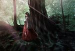  bad_id bad_pixiv_id black_hair forest japanese_clothes light_rays miko nature original outdoors solo standing sunbeam sunlight tree yukistar84 