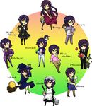  6+boys allelujah_haptism apron broom circle costume_chart dress feldt_grace formal gundam gundam_00 haro hat highres kina_(sayonara_gokko) lockon_stratos lyle_dylandy maid multiple_boys one_eye_closed otoko_no_ko pantyhose pilot_suit regene_regetta ribbons_almark setsuna_f_seiei thighhighs tieria_erde witch witch_hat 