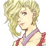  bad_id bad_pixiv_id blonde_hair close-up dai-im earrings gensou_suikoden gensou_suikoden_v hair_over_one_eye jewelry lowres purple_eyes sialeeds_falenas simple_background solo 