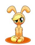  animal_ears applejack_(mlp) blonde_hair blush cute equine female feral freckles friendship_is_magic frown fur green_eyes hair horse hoyeechun long_hair looking_at_viewer mammal my_little_pony orange_fur plain_background pony rabbit_ears rabbit_suit sitting transparent_background 