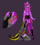  anthro bandage bound breasts dominated dominatrix dragon duo equine female hair horse mammal original_character pink_skin pony purple_eyes sucking tentacles two_tone_hair 