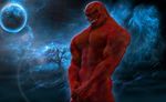  abs biceps big_muscles covering demon fangs grin halloween holidays humanoid looking_at_viewer male moon muscles night not_furry nude pecs pose reaver reaver2kl4u red_body red_eyes red_skin scales smile solo standing teasing teeth toned tree 