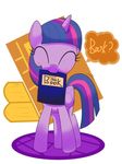  blush book english_text equine eyes_closed female feral friendship_is_magic fur hair horn horse hoyeechun long_hair mammal multi-colored_hair my_little_pony pony purple_fur purple_hair smile solo text twilight_sparkle_(mlp) winged_unicorn wings 