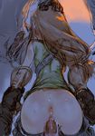  1girl anus ass bent_over bottomless branch_(blackrabbits) cum cum_in_pussy final_fantasy final_fantasy_tactics from_behind gauntlets long_hair multiple_boys multiple_penises penis pussy rape sex sketch uncensored vaginal 