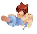  1girl areolae blush breasts erect_nipples humping kousaka_tamaki large_breasts long_hair nipples popsicle red_hair riding sexually_suggestive solo to_heart_2 tongue tongue_out wink 