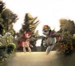  crying cub duo equine eye_contact female feral flower flying friendship_is_magic grass horse jcharlesmachiavelli mammal my_little_pony outside pegasus pony rainbow_dash_(mlp) scootaloo_(mlp) tears tree wings work_in_progress young 