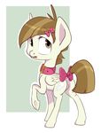  bow brown_hair buckteeth collar cub cutie_mark equine featherweight_(mlp) feral friendship_is_magic girly hair hair_pin hairpin horse looking_back male mammal my_little_pony pegasus pony postscripting skinny solo standing wings young 