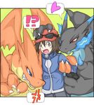  &#38738;&#65299; ?! ?? angry blue_fire charizard dragon female fire grimace group growl human imminent_rape male mammal mega_charizard mega_charizard_x mega_charizard_y mega_evolution nintendo pok&#233;mon pok&eacute;mon scalie smirk trainer video_games worried 