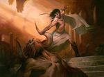  hair horn horn_grab human long_hair lucas_graciano magic_the_gathering male mammal minotaur muscles sky standing sword topless weapon 