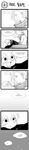  1girl 4koma alternate_costume animal_ears comic fangs green_dew greyscale hat highres korean league_of_legends long_hair long_image lulu_(league_of_legends) monochrome no_hat no_headwear scarf sitting tall_image translated varus witch_hat yordle 