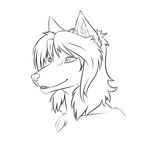  anthro canine female fur hair line_art mammal open_mouth plain_background raphial sierra_blakely smile solo white_background wolf 