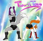  ass_up back_turned balls big_balls boots butt canine clothed clothing collar duo eye_patch eyewear fox fox_mccloud fur girly gloves green_eyes grey_fur hair looking_at_viewer looking_back male mammal muscles nintendo orange_fur raised_tail rath-raholand spread_legs spreading standing star_fox toned twerking video_games white_hair wolf wolf_o&#039;donnell wolf_o'donnell 