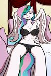  anthro anthrofied bra breasts equine female friendship_is_magic fur hair holtzmann horn horse inside long_hair mammal multi-colored_hair my_little_pony navel panties pillow pink_eyes princess_celestia_(mlp) pussy solo underwear white_fur winged_unicorn wings 