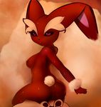  brown_fur butt female fluffy fur lagomorph long_ears looking_at_viewer lopunny mammal nintendo plantpenetrator pok&#233;mon pok&eacute;mon pussy rabbit solo video_games 