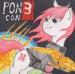  big_red cardstock equine friendship_is_magic hair horse mammal mass_effect my_little_pony nebraska omni-tool original_character pony red_hair smile solo the1king 