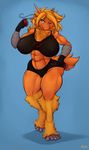  absorb anthro avian big_breasts bird blaziken blue_eyes bra breasts chest_tuft clothed clothing fate female fur hair looking_at_viewer muscles muscular_female nintendo orange_hair pok&#233;mon pok&#233;morph pok&eacute;mon pok&eacute;morph solo thick_thighs tuft underwear video_games wide_hips wyntersun xlothed 