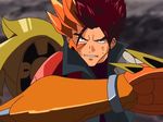  animated animated_gif clenched_hand energy huge_filesize jacket kazuma_(scryed) male_focus red_hair scryed smile solo 