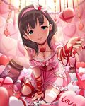  blue_eyes blush breasts brown_hair choker cleavage collar detached_sleeves finger_ribbon hair_ribbon hairband heart heart-shaped_pupils idolmaster idolmaster_cinderella_girls jewelry jpeg_artifacts looking_at_viewer medium_breasts official_art open_mouth pendant puffy_detached_sleeves puffy_sleeves red_ribbon ribbon sakuma_mayu short_hair shoulder_necklace smile solo symbol-shaped_pupils wrist_ribbon 